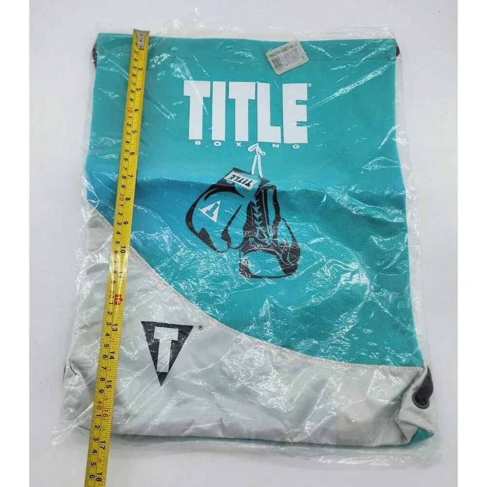 NEW TITLE Boxing Club‎ Drawstring Backpack Sport Bag Blue/White Graphic 16